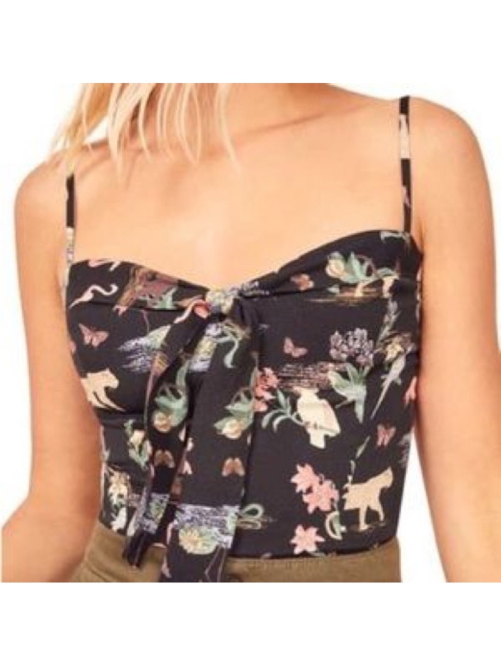 Reformation Ashland Front Tie Top in Brasilia print